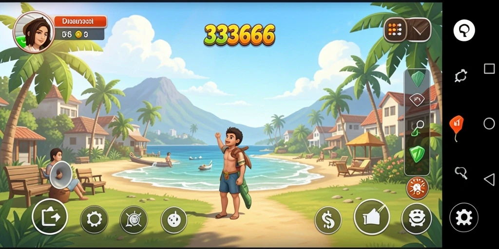 Tampilan gameplay santai dari 333666 yang penuh warna.