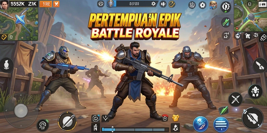 Tampilan gameplay mendebarkan dari <strong>555ZK</strong> di medan pertempuran Battle Royale.