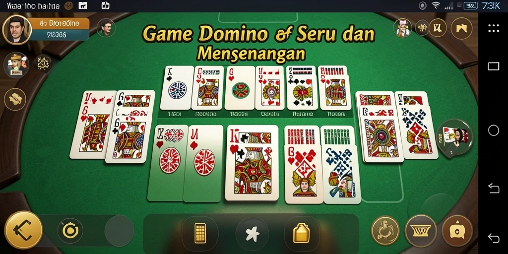 Screenshot gameplay seru di 73K menunjukkan keseruan bermain Domino.