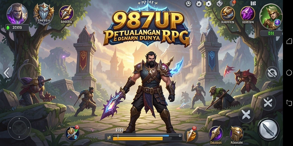 Tampilan gameplay 987UP yang menampilkan pertempuran seru dan karakter menarik.