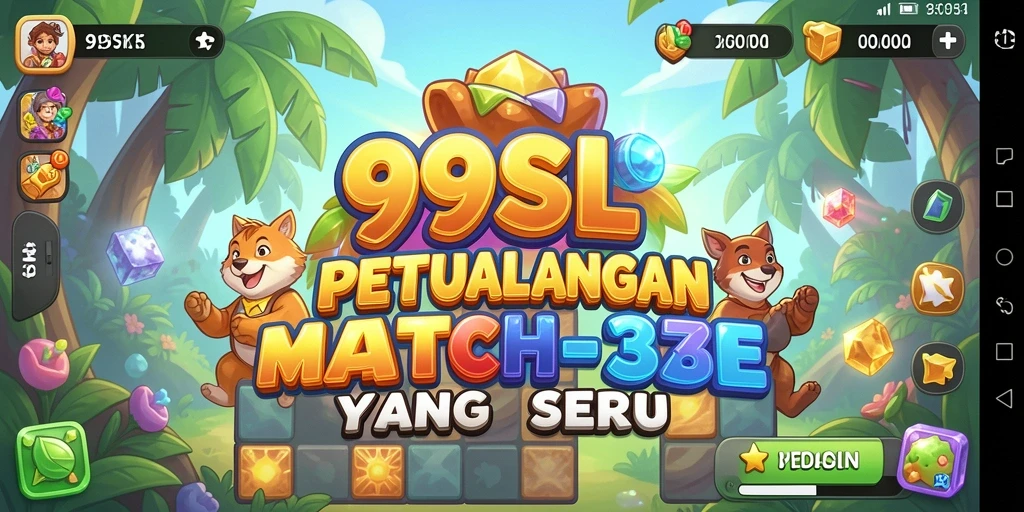Screenshot gameplay Match-3 99SL menunjukkan keseruan mencocokkan permata.