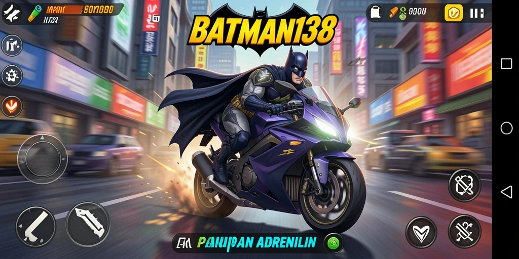 Tangkapan layar utama menunjukkan aksi balapan motor yang mendebarkan di BATMAN138.