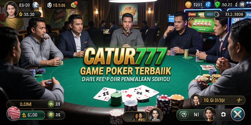 Tampilan gameplay Poker yang mendebarkan dalam CATUR777.