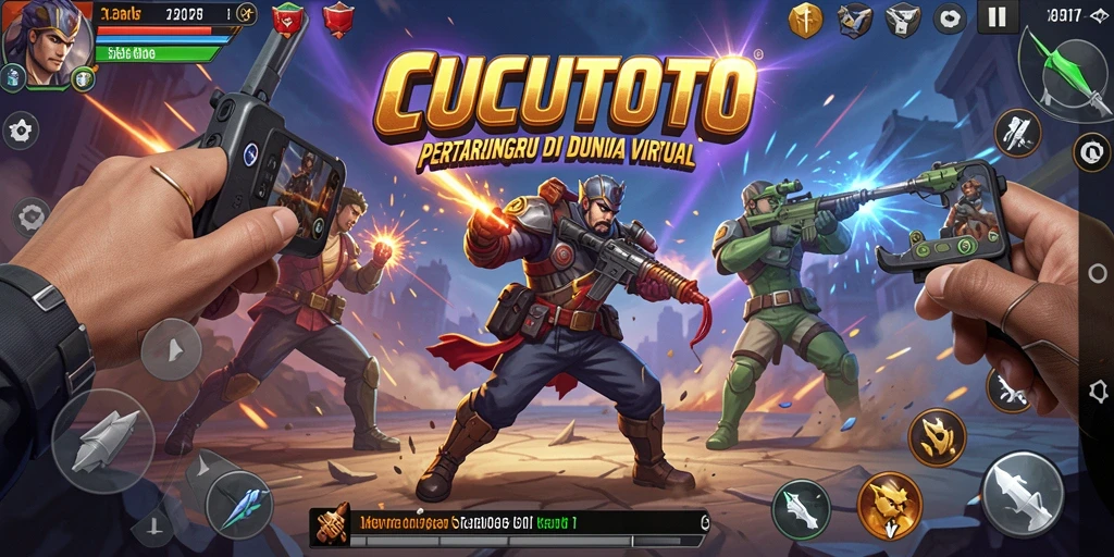 Tampilan gameplay CUCUTOTO yang penuh aksi dalam pertarungan.