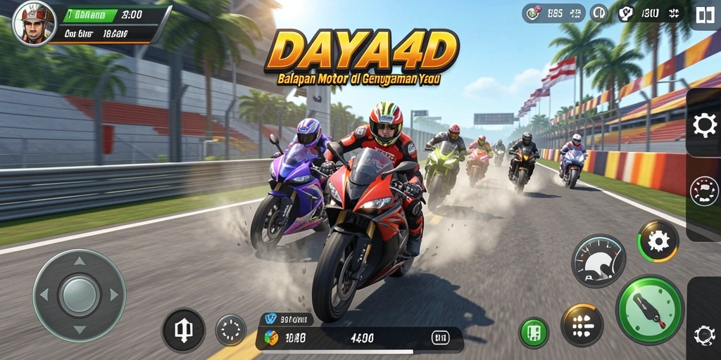 Screenshot utama DAYA4D menampilkan balapan motor yang mendebarkan.