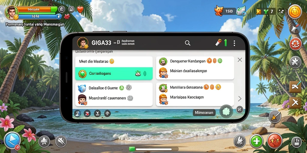 Screenshot utama GIGA33 dengan gameplay yang menghibur dan penuh warna.