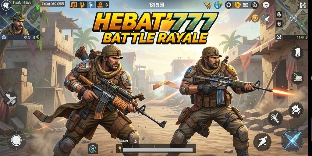 Tangkapan layar utama HEBAT777 menampilkan momen seru dalam pertempuran Battle Royale.