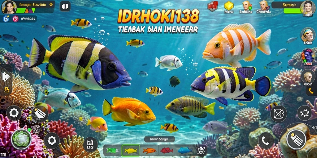 Tampilan gameplay IDRHOKI138 yang menampilkan aksi tembak ikan.