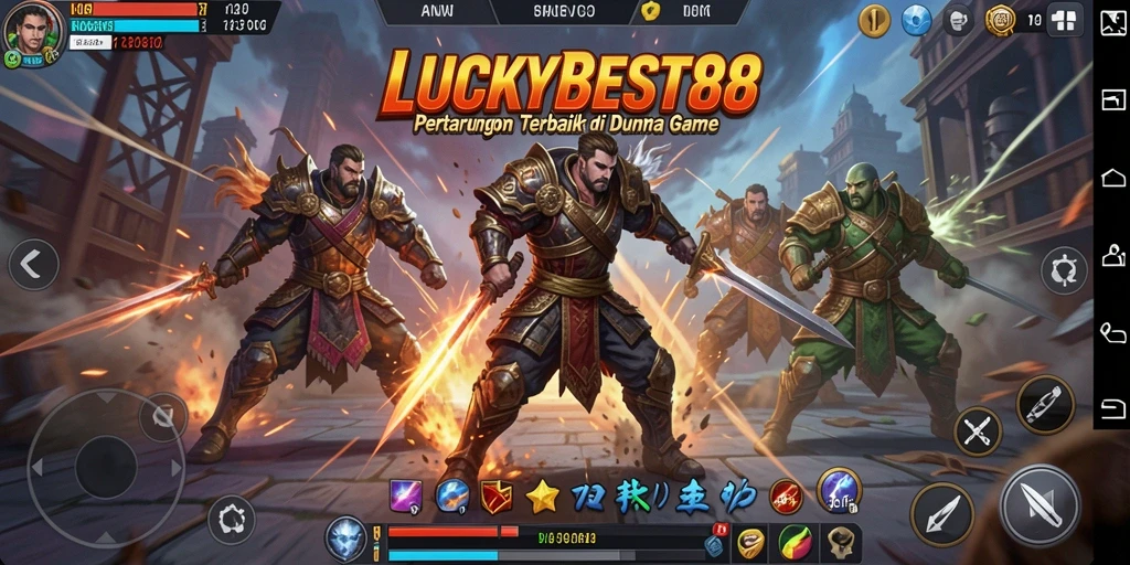 Screenshot gameplay LUCKYBEST88 dengan pertarungan mendebarkan.