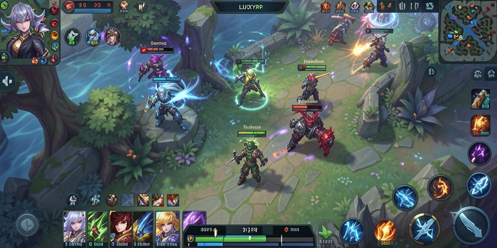 Tangkapan layar gameplay LUCKYRP yang menegangkan dalam arena pertempuran.