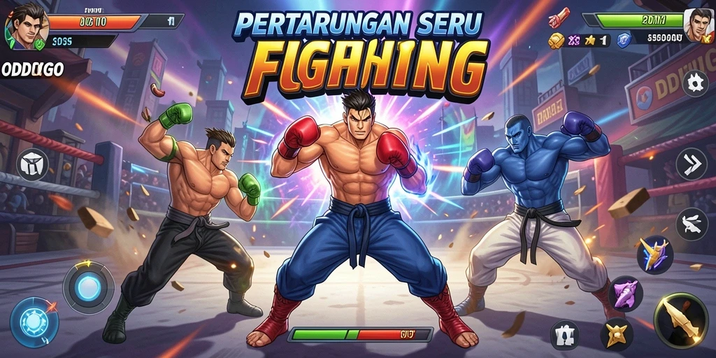 Tampilan gameplay seru dari ODDIGO di arena Fighting.