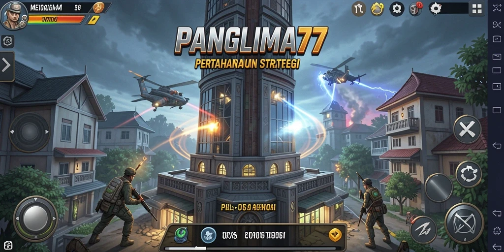 Tampilan menarik dari gameplay Tower Defense PANGLIMA77.