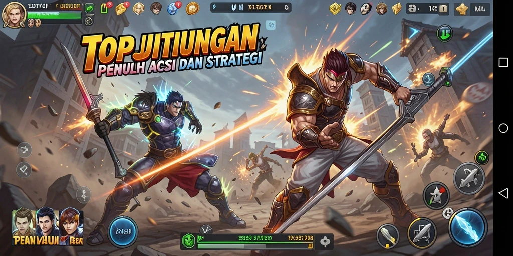 Screenshot utama dari gameplay pertarungan di TOPJITU yang mendebarkan.