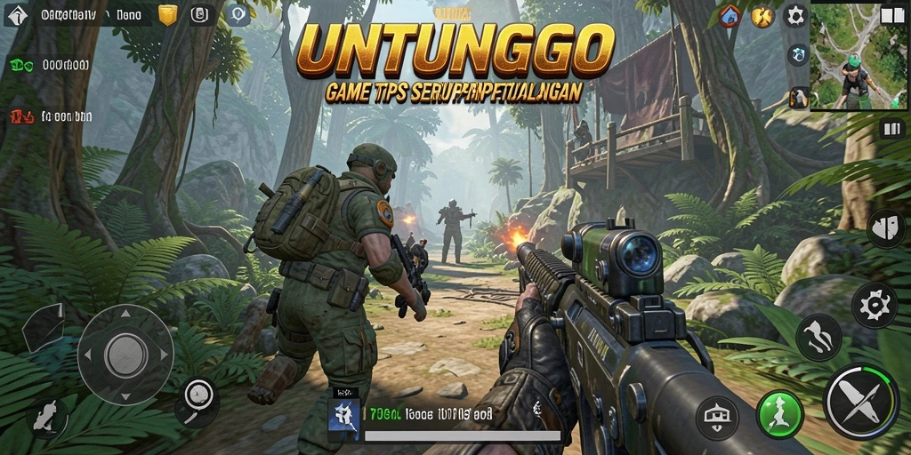 Tangkapan layar game UNTUNGGO menampilkan aksi seru dalam mode TPS.